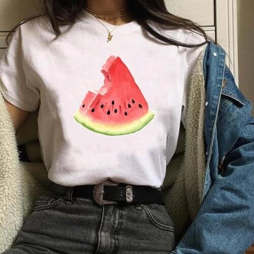 Women Print Clothes Graphic Cartoon Watermelon Sweet Fashion Ladies Printing Lady Tees Tops Female T Shirt Womens T-Shirt