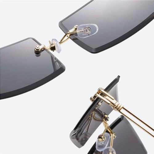 2@#Fashion Rimless Gradient Sun Glasses Shades Ladies Frameless Driving Goggles Retro Sunglasses Women Brand Designer