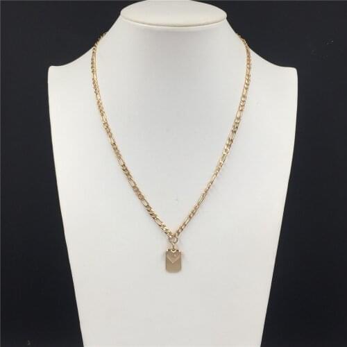 Casual Gold Color Plating Heart Sqaure Charm Decorated Necklace For Women Elegant Romantic Lovely Jewelry Accessory