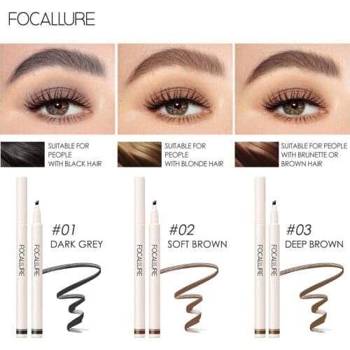 FOCALLURE 4 Fork Liquid Eyebrow Pencil Waterproof Natural Long-lasting Sketch Tattoo Eyebrow Pen Beauty Eyes Makeup TSLM2