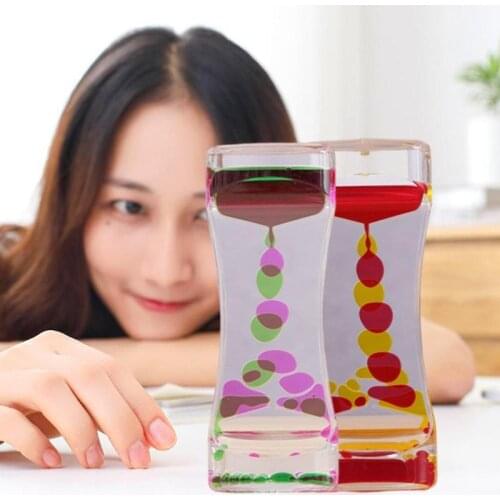 Liquid Timer visual sensory toy autism sedation special Liquid Floating Visual Motion needs Hourglasses Oil Glass Timer R0G9