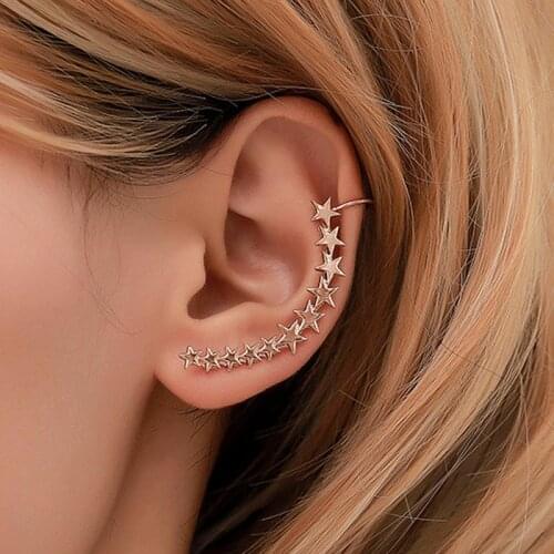ZYZQ Fashion Female Stars Clip Earrings Trendy Cartilage Earrings Without Piercing for Women Best Birthday Gift Jewelry Boho