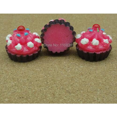 1pcs/lot resin lovely hot pink ice cake 17mm Cabochons Scrapbooking Hair Bow Center Card Frame Making Craft DIY B001-9