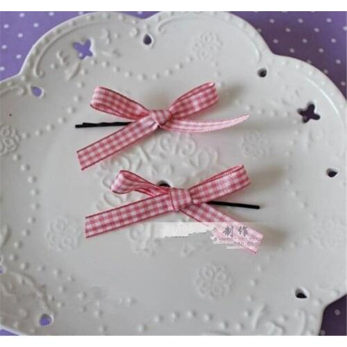 1pcs Lolita Cute Lattice Hairclip Boutique Bowknot Hairpin sweet Girls' Hairpin Accessories B552