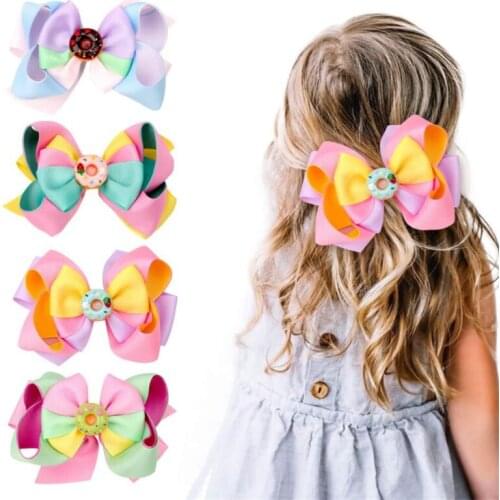 10pcs/Lot 4.5'' Big Hair Bow Clip Headwear Girls Cute Cartoon Donut Hairpins Kids Hair Clips Barrette Children Hair Accessories