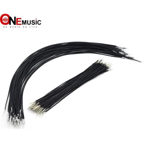 100pcs/lots 25/50CM Guitar Bass Pickup Cable One Conduct with Shield Tin on Stripping Head Black