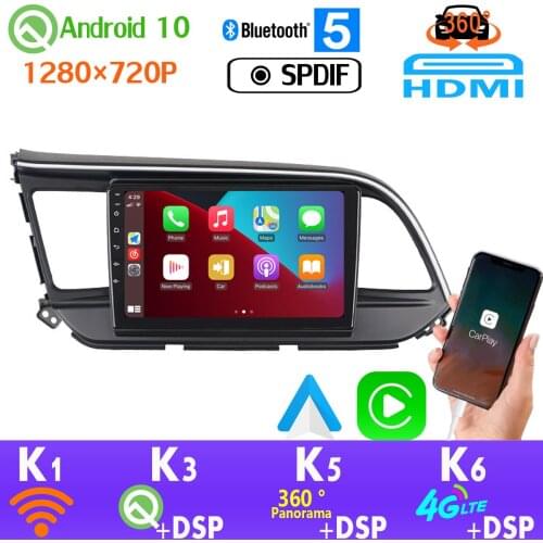1280*720P Android 10.0 PX6 4G+64G Car Radio GPS Player For Hyundai Elantra 6 2018-2020 360 Camera HDMI auto 4G LTE WiFi CarPlay
