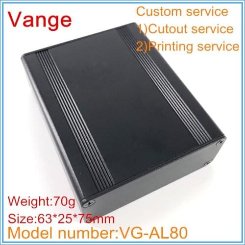 2pcs/lot black extruded shell junction box 63*25*75mm 6063-T5 Aluminum diy case enclosure for amplifier module product