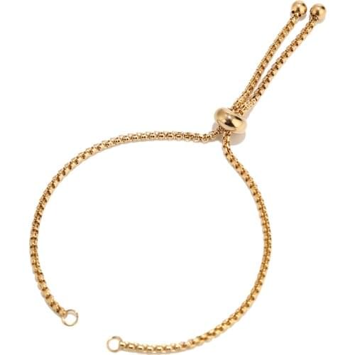 2pcs Stainless Steel Adjustable Slider Chain with 2 loops for Jewelry Making Bracelet Connectors