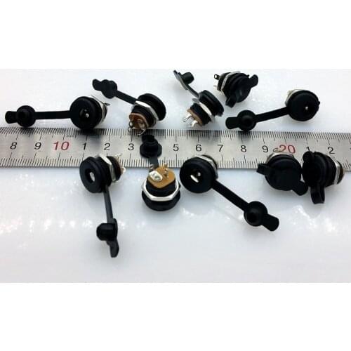 3pin 5.5x2.5mm DC power supply socket DC Female Panel Mount Connector inside nut with waterproof cap 100pcs/lot