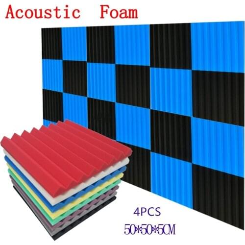 4PCS 500x500x50mm Studio Acoustic Foam Soundproof Foam Sound Absorption Panel Sound Wedge Protective Sponge Triangular Groove