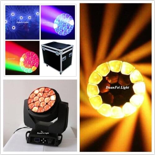 4PCS+Flightcase) Stage Dj Beam Led Zoom Lyre 19x15w 4in1 Rgbw Moving Head Bee Eyes Light