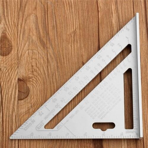 7 Inch Silver Aluminum Alloy Roofing Rafter Square Triangle Ruler Protractor Measuring Tool