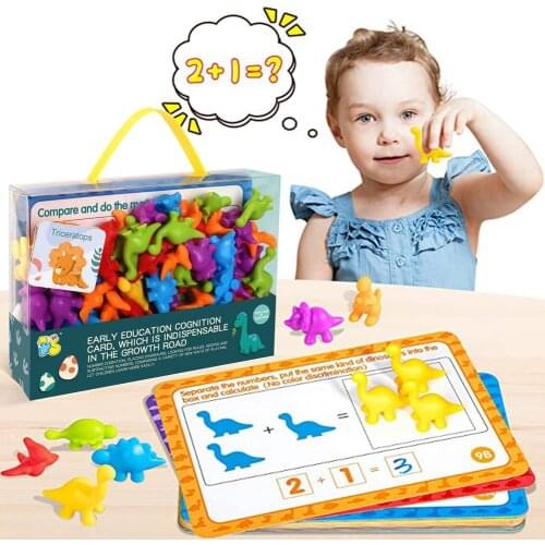 72PCS/Set Children Montessori Counting Cognitive Early Education Teaching Math Learning Tool Soft Dinosaur Animal Toys