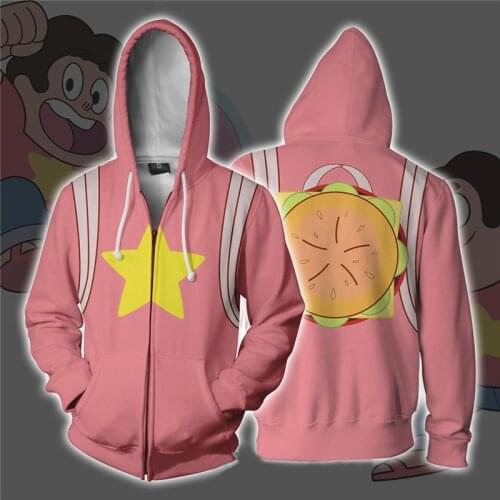 Anime Steven Universe Steven Cosplay zipper Hoodie Sweatshirt Mens Spring Jacket Coat Steven Quartz Universe Costume Tops