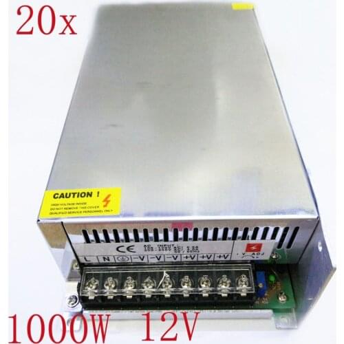 FREE DHL/CDEK,20pcs/lot 1000W DC12V 83.3A LED Switch Power Supply transformer,Input AC 100V~240V ,Output DC12V,2 years warranty