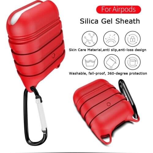 Earphone Case For Airpods Soft Silicone Case Shockproof Cover Headphone Anti-knock Protection For Airpod Box With Hook