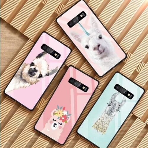 Cartoon Lama Llama Alpacas Animal Tempered Glass Phone Case For Samsung Galaxy S8 S9 S10 S20 PLUS J6 J8 2018 NOTE 8 9 10 Cover