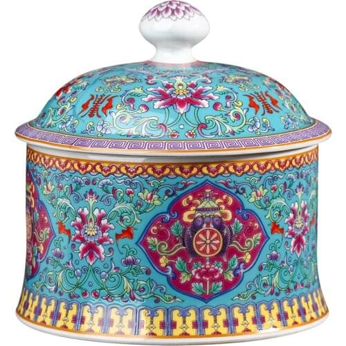 Jingdezhen Enamel Ceramic Tea Pot Small Pu'er Wake Up Tea Jar Household Snack Storage Pot With Cover