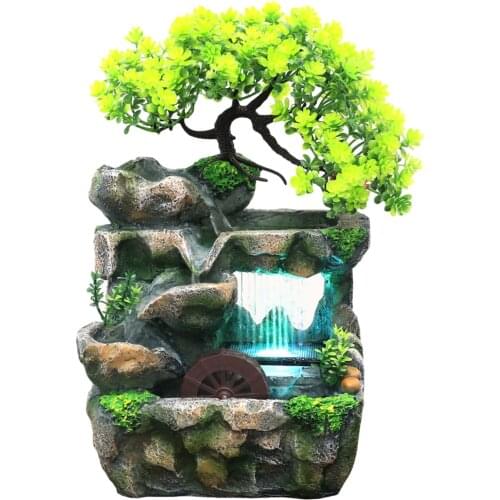 Wealth Company Office Tabletop Ornaments Desktop Flowing Water Waterfall Fountain Livingroom Decor Home Decoration Efficiently