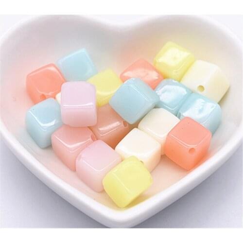 30pcs/lot 10mm Acrylic Oblique Hole Square Candy Colors Loose Beads Making Bracelet Necklace DIY Handmade Jewelry Accessories