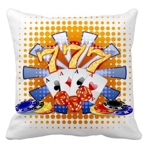 Casino Dice Chips Poker Illustration Throw Pillow Square Cover