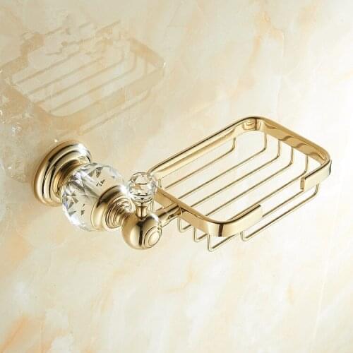Brass Bathroom Accessories Home Decoration Soap Box gold with crystal Soap Dishes