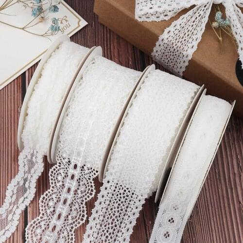 2 yard White Lace Ribbons Birthday Wedding Flower Gifts Box Packaging Christmas Event Party Decoration Hair Bows Clothing Sewing