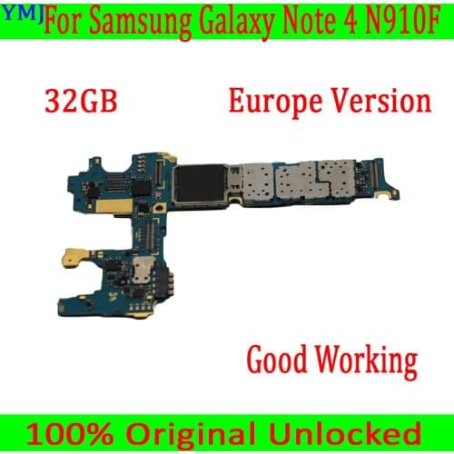 100% Original unlocked For Samsung Galaxy Note4 N910A N910U Motherboard 32GB With full chips & Android System Good Tested
