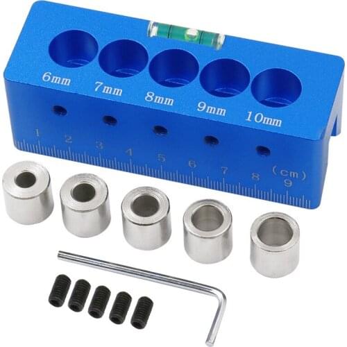 Wood Doweling Jig Straight Angle Guide Pocket Hole Jig Kit Aluminum Alloy Hole Drill Guide Locator Carpentry Woodworking Tools
