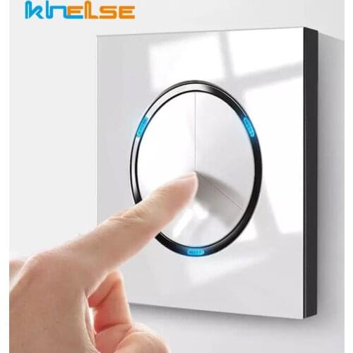 Push Button Wall Light Switch 1 Gang 2 Gang 3 Gang 4 Gang 1 Way 2 Way Click Switches LED Indicator Crystal Panel 110-250VAC 16A