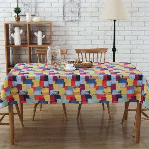 3D Linen Tablecloth Printing Chess Outdoor Enlarge Rectangle Cube Sci-Fi Tablecloth Home Kitchen Decoration