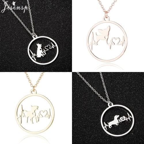 Jisensp Lovely Dog Charm Necklace Hollow Round Puppy Stainless Steel Necklace Animal Jewelry for Women Kids Party Gift
