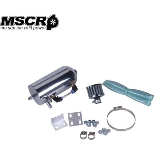 Universal Alloy Polished 0.5L TANK&OIL CATCH CAN TANK WITH BREATHER FILTER FOR HONDA CIVIC