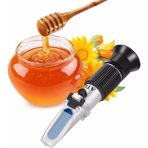Newest Handheld refractometer Refraction Tools 58~92% Brix 38~43 Be Baume Honey Wine Water Contents (12 - 27%) Refractometer