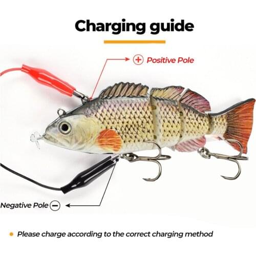 Thetime Robotic Swimming Lure 4-Segement Auto Electric Wobblers Lures For Pike Swimbait Fishing Baits USB Rechargeable LED light