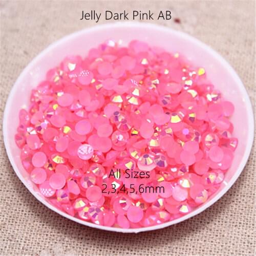 All Sizes 2,3,4,5,6mm Resin Rhinestone 14 Facets Flatback Jelly Dark Pink AB Decoration for Phones Bags Shoes Nails DIY