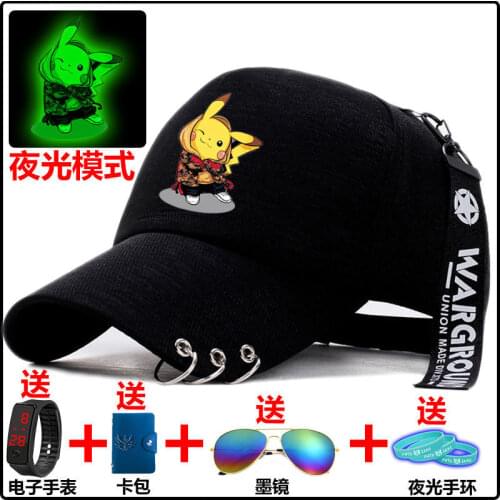 TAKARA TOMY Luminous Pikachu Hat Male and Female Students All-match Handsome Sunscreen Shade Outdoor Baseball Cap