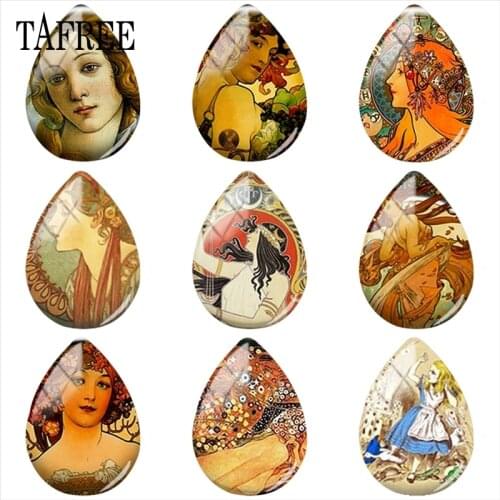 TAFREE 18*25mm Trendy Gustav Klimt Art Paintings Handmade Photo Glass Drop Style Cabochons Jewelry Accessories Making D228