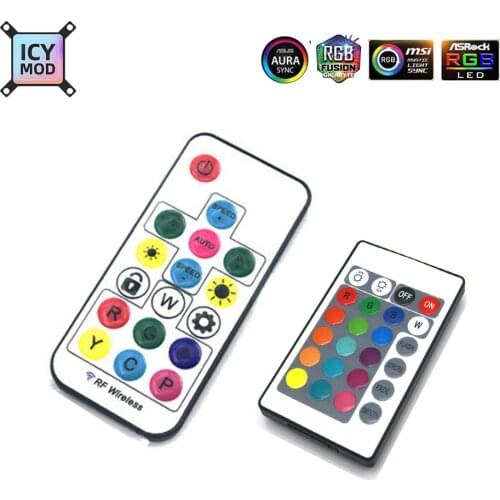 RF RGB Controller Remote For A-RGB For Motherboard&Hub 4PIN/3PIN Plug AURA SYNC Molex 4PIN Power Supply Plug Water Cooler 12V/5V