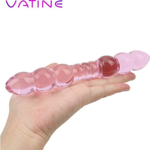 VATINE Dual Head Anal Plug Prostate Massage Adult Sex Products Glass Sex Toys for Women Female Masturbation