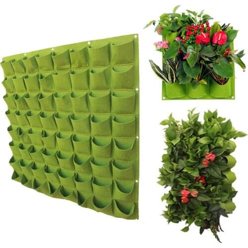 Vertical Hanging Wall Growing bag 64/72 Pockets Green Planting Bags gardening Vegetable Seedling Living Garden Bag Home Supplies