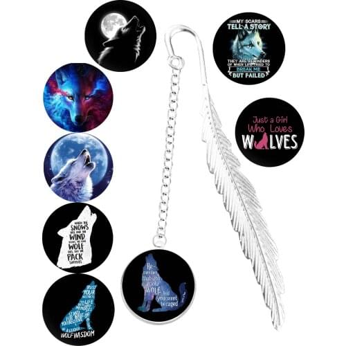 Howling волк Bookmark Blue Animal Wolf Rune Head Teen Decor Pendant Jewelry For Reading Book Page Index Notebook Motivation Gift