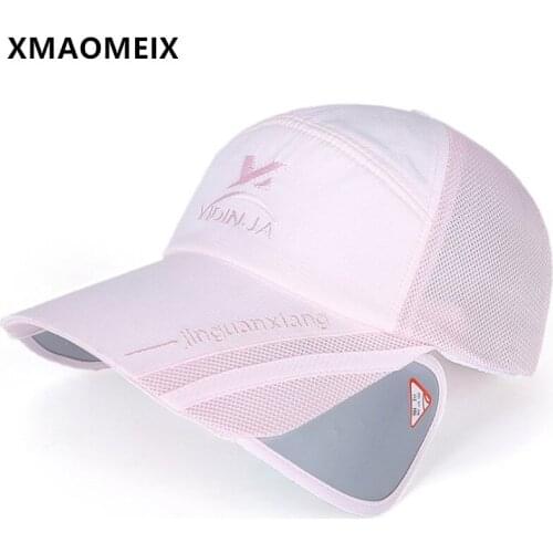 XMAOMEIX New Summer Sun Protection Retractable Elongated Mesh Hat Men Women Breathable Baseball Caps Adjustable Size Fishing Cap