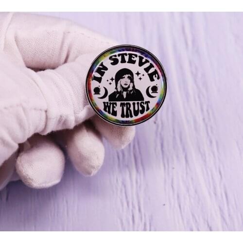 Tie Dye Pin I'm Stevie We Trust Glass Cabochon Button Brooch