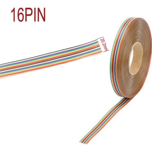 10/5/1M 16-pin rainbow color flat cable IDC wire rainbow cable connector wire ribbon extension cable 28AWG