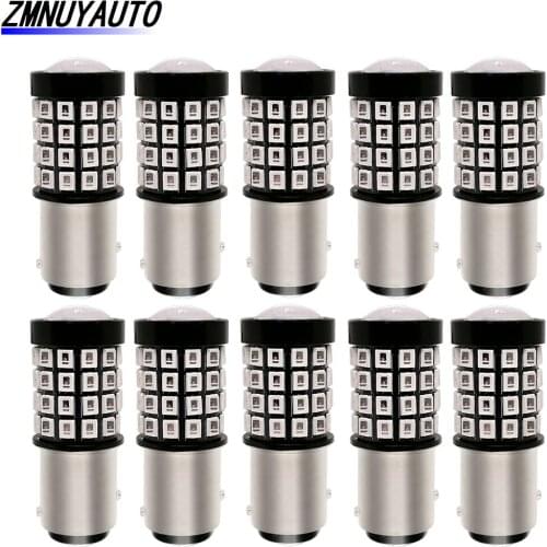 10pcs Car LED Lights Red Strobe Flash Auto Brake Light 1157 BAY15D P21/5W Bulbs For Brake Reverse Light Auto Tail Stop Light 12V