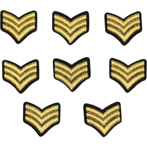 10pcs/lot Embroidered Gold Stripes Patches Iron On Clothes Appliques Diy Garment Stickers Coats Jeans Socks Sewing Motif Badge