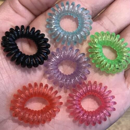 10PCS Colorful Transparent Elastic Hair Bands Telephone Wire Spiral Shape Women Head Wear Hair Accessories With Box Rubber Ropes