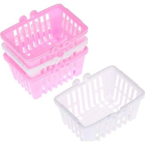 2Pcs Dollhouse Miniature Shopping Basket Toys Mini Supermarket Shopping Hand Basket Model Dollhouse Accessories